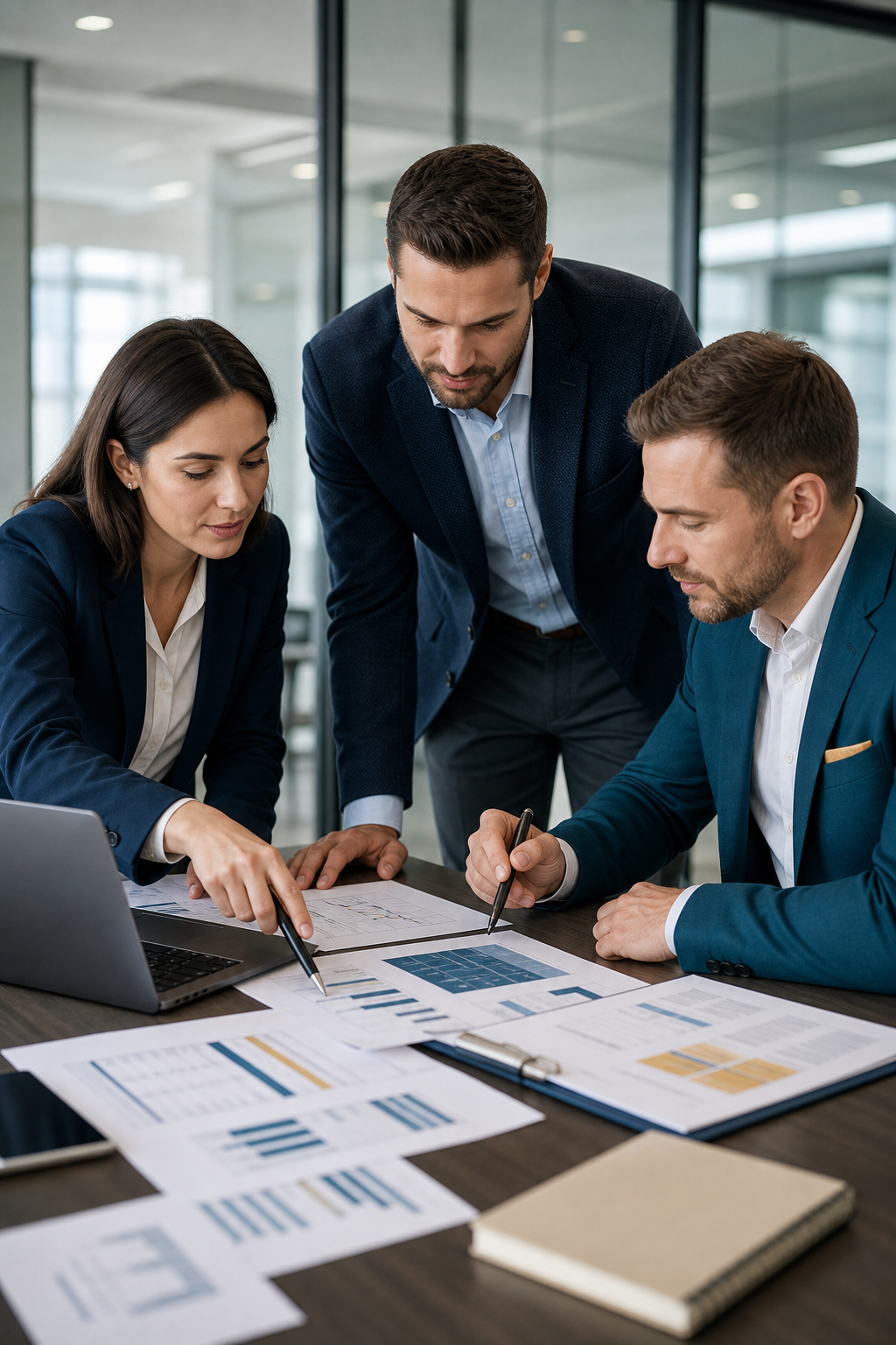 Echipă de consultanți discutând pașii unui proiect finanțat